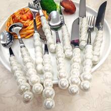 2/4/12/24pcs Set Exquisite Pearl-Shaped Stainless Steel Silverware Set, Includes Ceramic Handle Dinner Knife, Dessert Spoon, Fork And Soup Spoon - Unique Elegant Kitchen Tools And Accessories, Suitable For Restaurant And Home Daily Dining - Gold - View 8