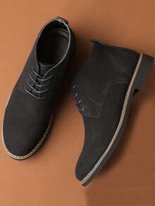 1双男士圆头低跟PU皮鞋面橡胶鞋底舒适休闲商务鞋，适合日常穿着