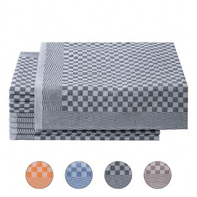 YEUZLI 1/4/6 Piece 100% Cotton Kitchen Towels Durable Soft Super-Absorbent Dish Towels 46*70CM/18.11*27.55Inch Checkered Pattern Design Catering Quality Multi-Purpose Tea Towels For Non-Scratch Dishwashing Decorative Cloth