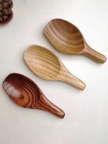 1个创意小木勺，日式短柄宽口迷你木勺茶叶勺 - 彩色 - 查看 2