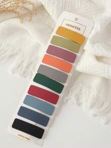 10个/30个装 女孩简约百搭休闲校园风纯色复古水滴方形刘海发夹，适合返校及日常佩戴 - 彩色 - 查看 8