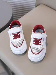 Giày thể thao cổ thấp thoáng khí bằng lưới cho trẻ em, giày trắng cho bé gái, giày thể thao đế dày cho bé trai, giày bệt cho học sinh. - Đỏ - Xem 4