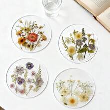 4pcs 2D Flat Acrylic Coasters Colorful Printed Coaster Wildflower Art Design Kitchen Decor Ideal Gift For Valentine's Day Perfect For Wedding Birthday Mother's Day Suitable For Table Restaurant Bar Home Decoration Year Round - Multicolor - View 10
