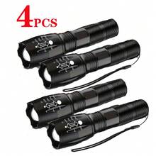 4 Pack Rechargeable High Power LED Flashlight With Zoom Spotlight, USB Cable, Super Bright, Long Range, Tactical Work Light For Camping, Hunting, Hiking, Emergencies - 4件 - 查看 11