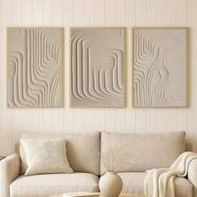 3 Tranh nghệ thuật trừu tượng trang trí tường - Tranh phong cách Bohemian tối giản hiện đại, tranh dọc không khung, phù hợp cho phòng khách, phòng ngủ, phòng làm việc tại nhà, ký túc xá - Trang trí nhà cửa thời trang, tông màu trung tính, trang trí tường. - Nhiều màu - Xem 1