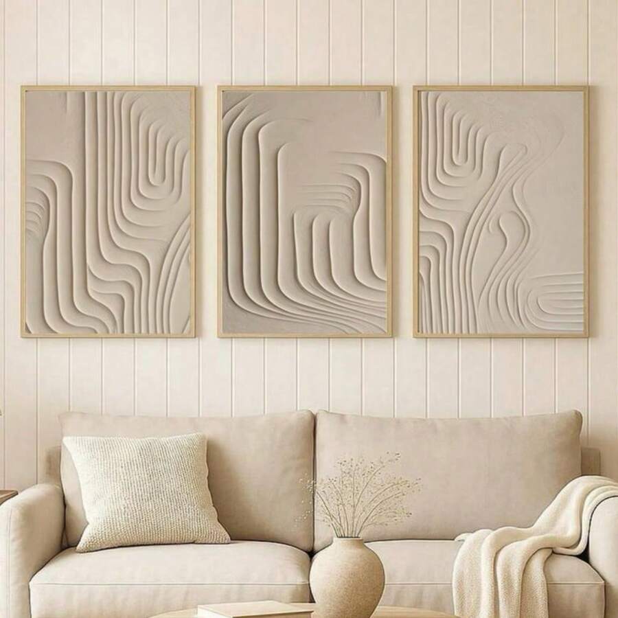 3 Tranh nghệ thuật trừu tượng trang trí tường - Tranh phong cách Bohemian tối giản hiện đại, tranh dọc không khung, phù hợp cho phòng khách, phòng ngủ, phòng làm việc tại nhà, ký túc xá - Trang trí nhà cửa thời trang, tông màu trung tính, trang trí tường. - Nhiều màu - Xem 1