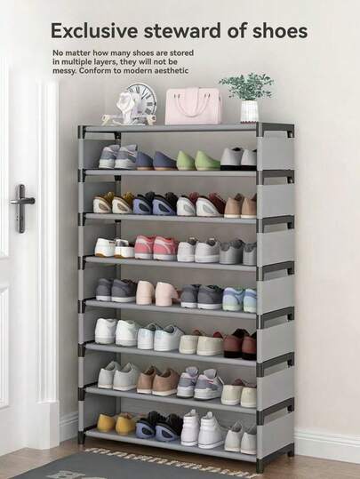 1 pièce Étagère à chaussures simple pour l'entrée et le couloir - Organisateur d'espace multi-niveaux avec étagères ouvertes, cadre léger, assemblage facile, idéal pour les appartements et les maisons de location, solution de rangement compact pour les chaussures avec contrôle du désordre, permet de ranger bottes, baskets, ballerines de manière ordonnée, finition résistante aux intempéries, design minimaliste moderne qui maximise l'espace réduit, pratique pour l'organisation quotidienne