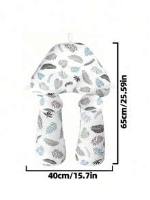 1pc New Multifunctional Reversible Baby Pillow, Cute Cartoon Animal, Feather & Leaf Print, Soft Plush, Head Shaping, Suitable For All Seasons - White Leaves - View 2