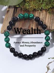 Boho Chic Malachite Beaded Wealth Bracelet - Abundance And Prosperity, Luck And Success, Protection, Strength Meditation Jewelry Perfect Gift For Her - Multicolor - View 8