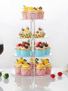 Round Acrylic Cake Display Stand, Multi-Tier Dessert Food Rack, Suitable For Wedding, Birthday Party Cake Stand, Cake Decoration, Cupcake Stand, Cake Decor, Cake Riser, Wedding Decor, Wedding Party Supplies, Wedding Decorations, Wedding Accessories, Wedding Cake Stand, Back To School - Clear - View 7
