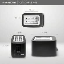 RC-T2 Tostador de Pan 2 Rebanadas, 7 Niveles, Función Descongelar y Recalentar, Bandeja Recolectora de Migas, Botón Detener, Ideal para Bagels y Pan Francés, 700 W, Negro.,38258084 - Tipo de Enchufe A Japonés (100V) - Ver 2