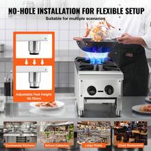 Estufa de gas comercial con 2 quemadores, Gama de estufas de cocina de encimera de propano y gas natural, Placa caliente de gas de acero inoxidable, Equipo de cocina comercial para restaurante, 56.000 BTU - 2 quemadores - Ver 6
