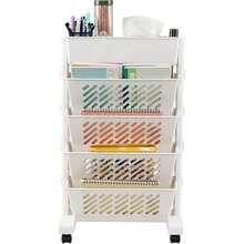 5-Tier Mobile Bookshelf, Rolling Bookcase, Movable File Folder Storage Cart With Wheels, Suitable For Home, Study, Office, Living Room, Classroom - Multicolor - View 6