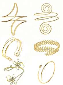 imoli 1件时尚创意夸张金属花卉螺旋臂环手镯，适合作为送给去海滩度假的女性的珠宝礼物