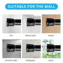 Extendable Spring Rods Loaded Telescopic Net Voile Tension Curtain Rail Pole Net - Black - View 3