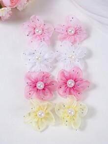 10 buc/set agrafe de păr cu flori din plasă cu perle multicolore pentru fete, agrafe simple cu breton lateral pentru copii mici, accesorii de păr dulci și versatile, potrivite pentru uz zilnic și pentru întoarcerea la școală