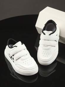 1 Pair Unisex New Simple Design Breathable Sneakers, Soft Sole Non-Slip Infant Casual Toddler Shoes, Fashion Versatile Children Canvas Shoes, Suitable For Spring And Autumn - White - View 5