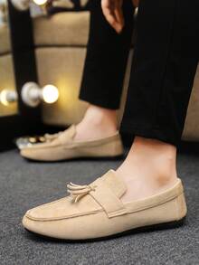 男士乐福鞋 莫卡辛鞋 休闲鞋 一脚蹬船鞋 宽松鞋 皮鞋 软底帆布鞋 平底鞋 男士正装鞋（尺码偏小偏窄，建议选购大一码），黑色 - 杏色 - 查看 2