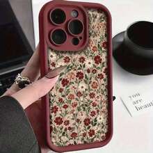 Vintage Wine Floral Pattern Full Coverage Anti-Drop Phone Case, Fits Multiple  Models, Durable, Stain Resistant, Fingerprint Proof,Suitable For 17 Air - Màu Đỏ Sâu - Xem 5