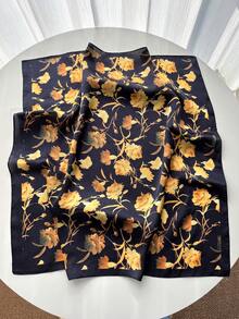 1件装 时尚彩色几何复古图案休闲仿丝印花围巾/披肩，女士适用，适合办公室、户外、约会搭配 - 彩色 - 查看 2