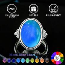 1 Peça Anel com Design de Folha Ajustável à Temperatura, Sensível ao Humor, em Prata S925 para Mulheres - Prata - Visão 1