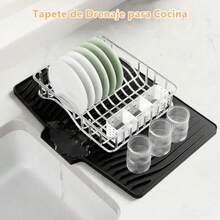 CYPNIYYI Tapete Secaplatos Tapete Secaplatos de Silicona para Cocina - Alfombrilla Antideslizante - Base para Secar Trastes y Proteger Encimeras Gris 30*37CMFashion - 219619413 - Ver 3