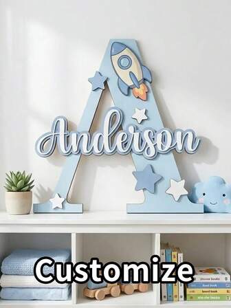 Letrero de madera personalizado con logotipo, iniciales e iconos lindos para decoración de la habitación de los niños, placa de pared con nombre personalizado para bebés, regalo perfecto para familiares y amigos