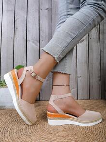 Giày sandal đế xuồng nữ, mẫu giày casual mới năm 2026 kiểu Âu và Mỹ, giày cao gót đế dày kiểu slip-on. - Màu be - Xem 3