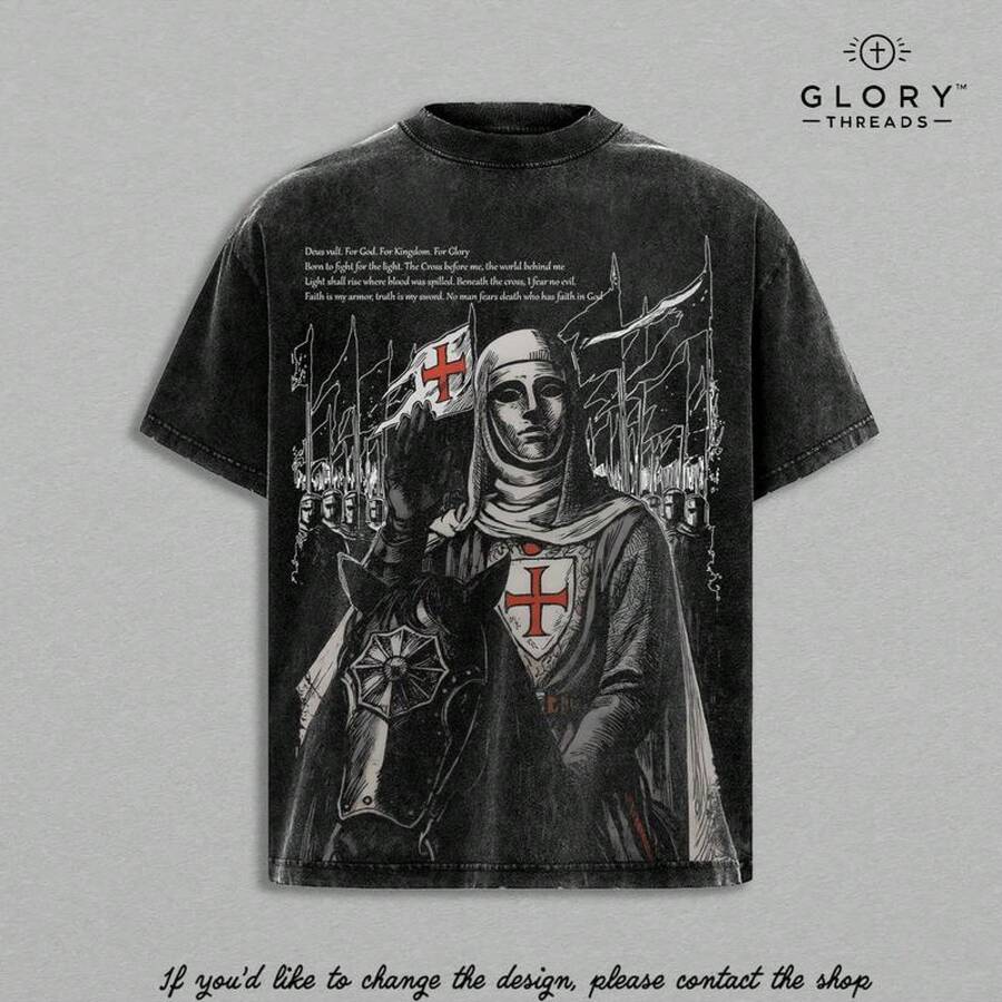 1pcRetro Baldwin IV "The Leper King" The Crusader King And His Holy Army Vintage Washed T-Shirt Hoodie Tank Top Sweatshirt| Jerusalem Cross Medieval Christian Streetwear| Medieval Cross Armor Glory Of God Outfitgraphic Tee Graphic Tee - Tee Wash V2 - 查看 1