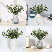 1/3/4/5/6pcs Artificial Green Plant Stems, Olive Tree Branches For Home Vase And Wedding Decor, Fake Gypsophila Flower Bouquet For Outdoor Garden, Birthday Party, Bridal Bouquet, Home Living Room Bedroom Windowsill Vase Decoration, New Year Decor - Olive Branch - View 9