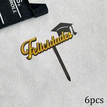 1pc/3pcs/6pcs Gold & Black 2026 Graduation Cake Topper, Suitable For Graduation Theme Party DIY Cake & Dessert Decorations - Multicolor - View 14
