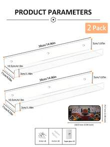 1pc PMMA Bathroom Storage Rack, Minimalist Clear Punch-Free Shelving Storage Unit For Bathroom Laundry Bathroom Accessories - Clear - View 17