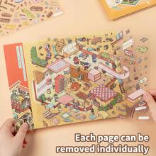 17pcs/Set Buku Stiker Pemandangan Ukuran Besar, Stiker Rumah DIY, Termasuk 6 Pemandangan, 9 Elemen, 2 Gambar Referensi, Stiker Lanskap Rumah Miniatur 3D, Scrapbooking, Stiker Pemandangan, Stiker Lanskap, Stiker Buku Panduan, Stiker Pemandangan Rumah Kecil, Dapat Digunakan Kembali, Tersedia Berbagai Ukuran - MultiWarna - View 8