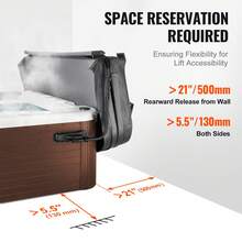 Elevador de cubierta de bañera de hidromasaje, Elevador de cubierta de spa, Altura 31,5" - 41,3" Ancho 69" - 100,5" Ajustable, Instalado en ambos lados en la parte superior, Adecuado para varios tamaños de bañeras rectangulares, bañeras de hidromasaje, spa - Negro - Ver 6