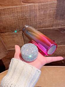 1pc 150ml Insulated Cup With Artificial Diamonds, High-End Shiny Milk, Juice, Coffee Cup For Cold & Hot Drinks, Portable For Outdoor Use, Gift For Holidays - Silver - View 3