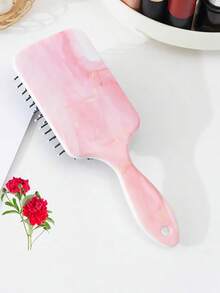 1pc Square Air Cushion Marble Patterned Hair Brush, Wholesale, Women Exclusive, Fluffy Curling Smooth Large Paddle Brush ,Hair Styling Kit ,Hair Tool Kit