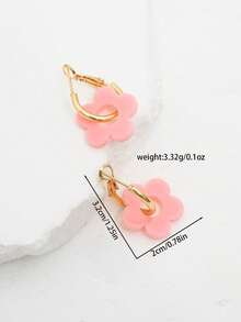 LADYCOCO 1 Đôi bông tai mặt dây chuyền hình cỏ năm lá bằng acrylic màu xanh dương dễ thương, thời trang, phù hợp cho nữ, tuyệt vời cho các buổi hẹn hò, tiệc tùng và làm quà tặng. - hồng - Xem 3