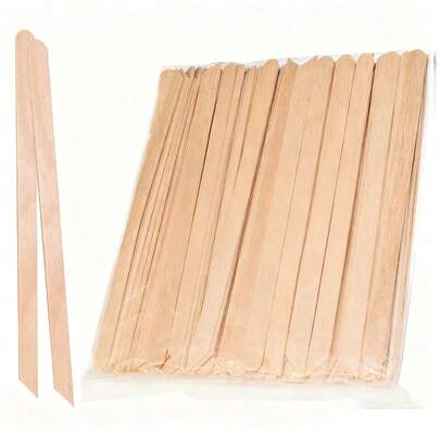 100/300/500 piezas Palitos de cera de madera, palitos de cera para cejas para depilación, palitos pequeños tipo paleta, palitos de madera hechos a mano para tiras de cera, kit de depilación