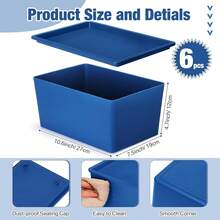 6 Pcs Storage Bins With Lids Small Plastic Storage Containers Stackable Storing Baskets Box Cute Organizer Bins For Organizing Shelves (Colorful) - Colorful - View 3