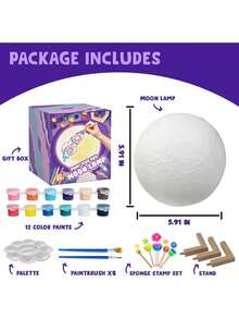 Kit para Pintar Tu Propia Lámpara de Luna, Luz Nocturna de Manualidades DIY, Kit de Pintura y Artes para Niños de 8 a 12 Años, Suministros de Arte Regalo para Cumpleaños, Pascua, Fiestas - para Adolescentes, Niñas y Niños de 3 a 8+ Años (Moon),38259628 - Rojo violeta - Ver 5
