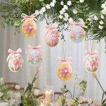 Decoraciones colgantes de conejo, zanahoria, huevo, flor y pollito para fiesta de Pascua, decoración de pared con plantas verdes - Multicolor - Ver 10