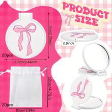 20 chiếc gương mini bỏ túi màu hồng hình nơ, nhỏ gọn và dễ mang theo, thích hợp làm quà tặng cho phụ nữ, sinh nhật, cô dâu, tiệc tùng hoặc ngày Valentine. - Nhiều màu - Xem 10