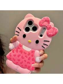 SANRIO Ốp lưng silicon chống sốc Hello Kitty màu hồng dễ thương, họa tiết mèo hồng dễ thương, 1 chiếc. Ốp điện thoại silicon 3D chống nước, chống sốc, thời trang, họa tiết báo hồng và nơ, tương thích với Apple Series 17, 11/12/12 Pro, 13/14/15, 13 Pro/14 Pro/15 Pro, 12 Pro Max/13 Pro Max/14 Pro Max/15 Pro Max, 16, 16 Pro, 16 Pro Max, 17, 17 Pro, 17 Pro Max. Quà tặng sinh nhật mùa xuân, tiệc tùng, lễ kỷ niệm. - Hồng - Xem 2