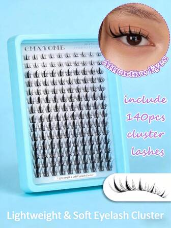 140 C-Shaped Curled Comic Book Style False Eyelashes, Soft And Natural, With Mixed Lengths Of 8-16mm, Easy To Use And Reusable, DIY Single False Eyelashes, Suitable For Everyday Makeup.