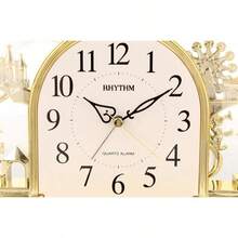 Rhythm Alarm Mantel Clock With Rotating Crystal  Gilt - Standard - View 5