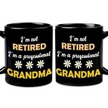 1pc Funny Retirement Mug I M Not Retired I M A Professional Grandma Coffee Cup With Bold Yellow Orange Lettering Birthday Mother S Day Grandma Mom Women 11oz Black Cup Coffee Tea Hot Drinks Funny Gran - 黑色2 - 查看 6
