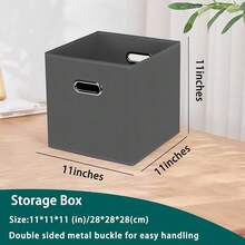 Foldable Cube Storage Bins, Fabric Storage Box Cubes Organizer Baskets With Dual Handles For Home Organizer,Nursery,Shelves,Closet,Set Of 10,(Grey) - Grey - View 3