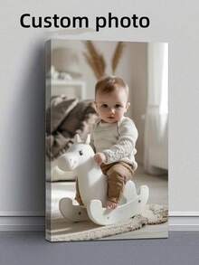 1pc Customized Children's Printed Canvas Poster, Upload Your Own Photo For Family, Pets, Wedding, Anniversary - Perfect For Home & Room Decor, Unique Gift For Easter, Graduation, Birthday Or Anniversary, Fast Delivery - Precious Keepsake For Family And Friends - Multicolor - View 1