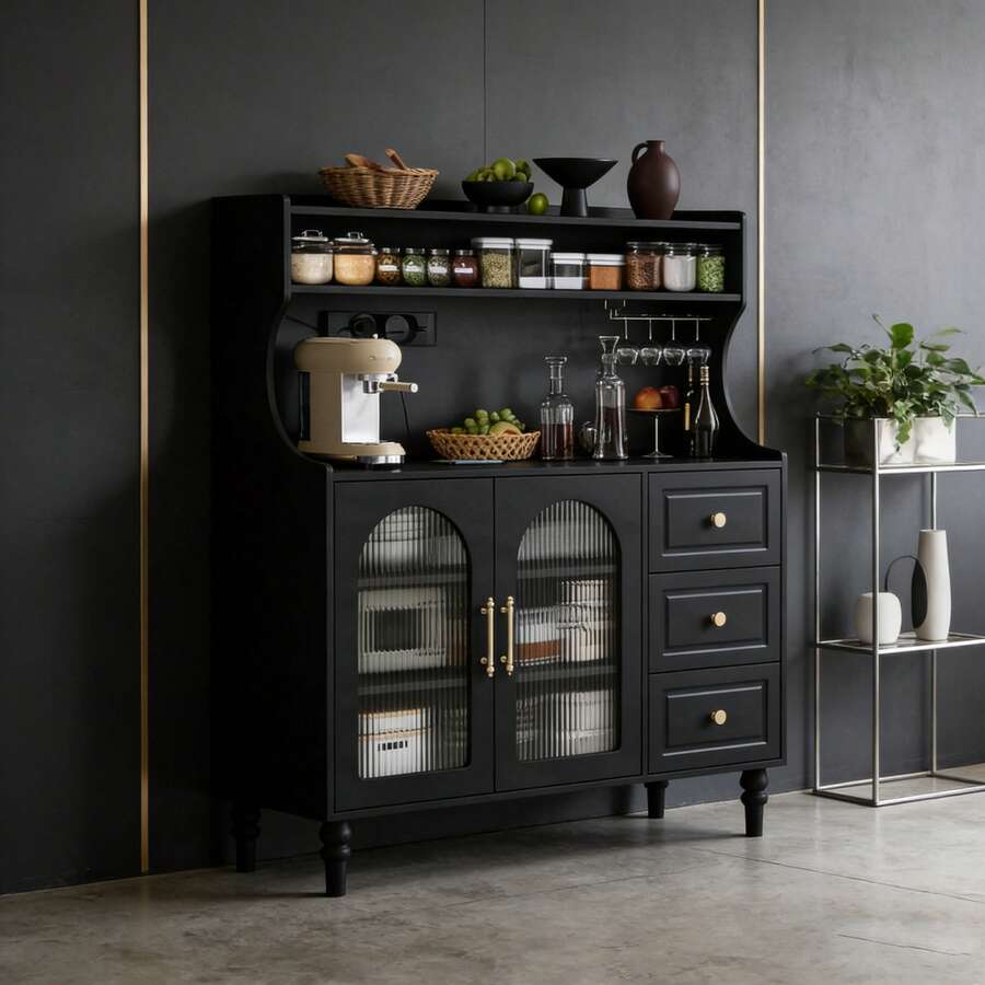 Bufféer och skänkar - Svart + MDF-1 - Visa 1