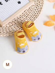 1 Pair Cute Cartoon Pattern Anti-Slip Dot Toddler Socks, Stay-On Design, Protect Feet, Suitable For Crawling Suits, With Elastic Band
